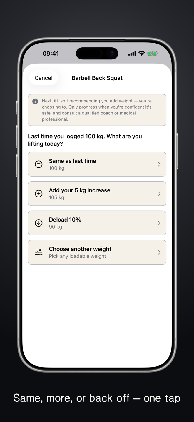 NextLift — plan your progressive overload