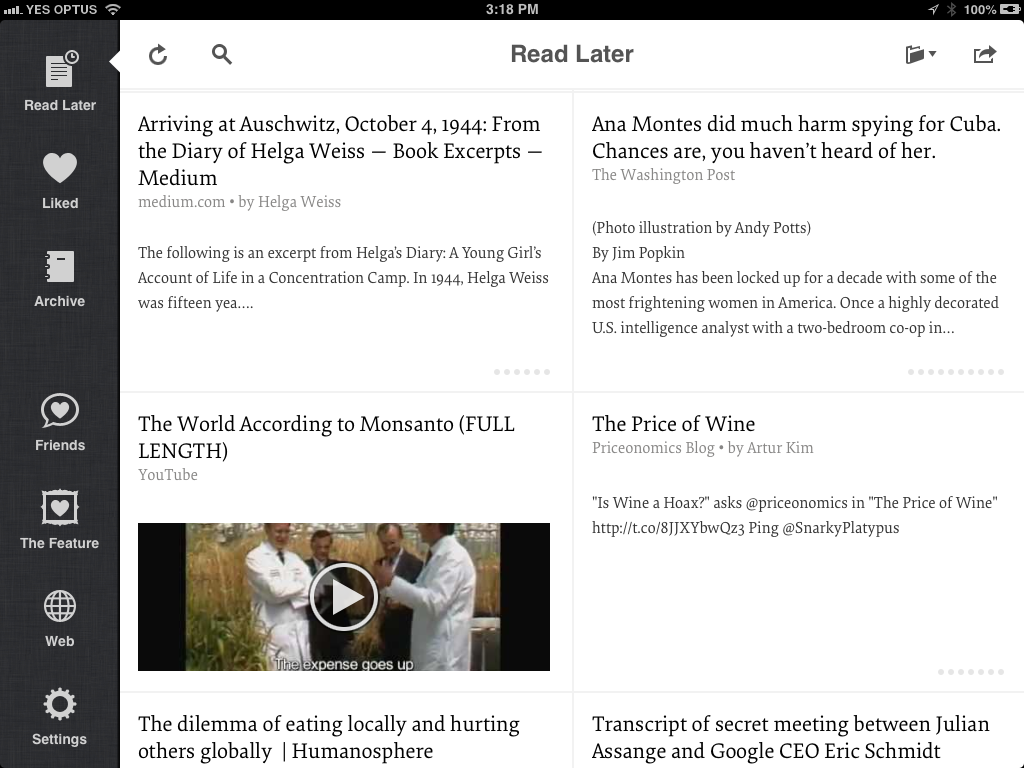 Instapaper Menu Instapaper Menu