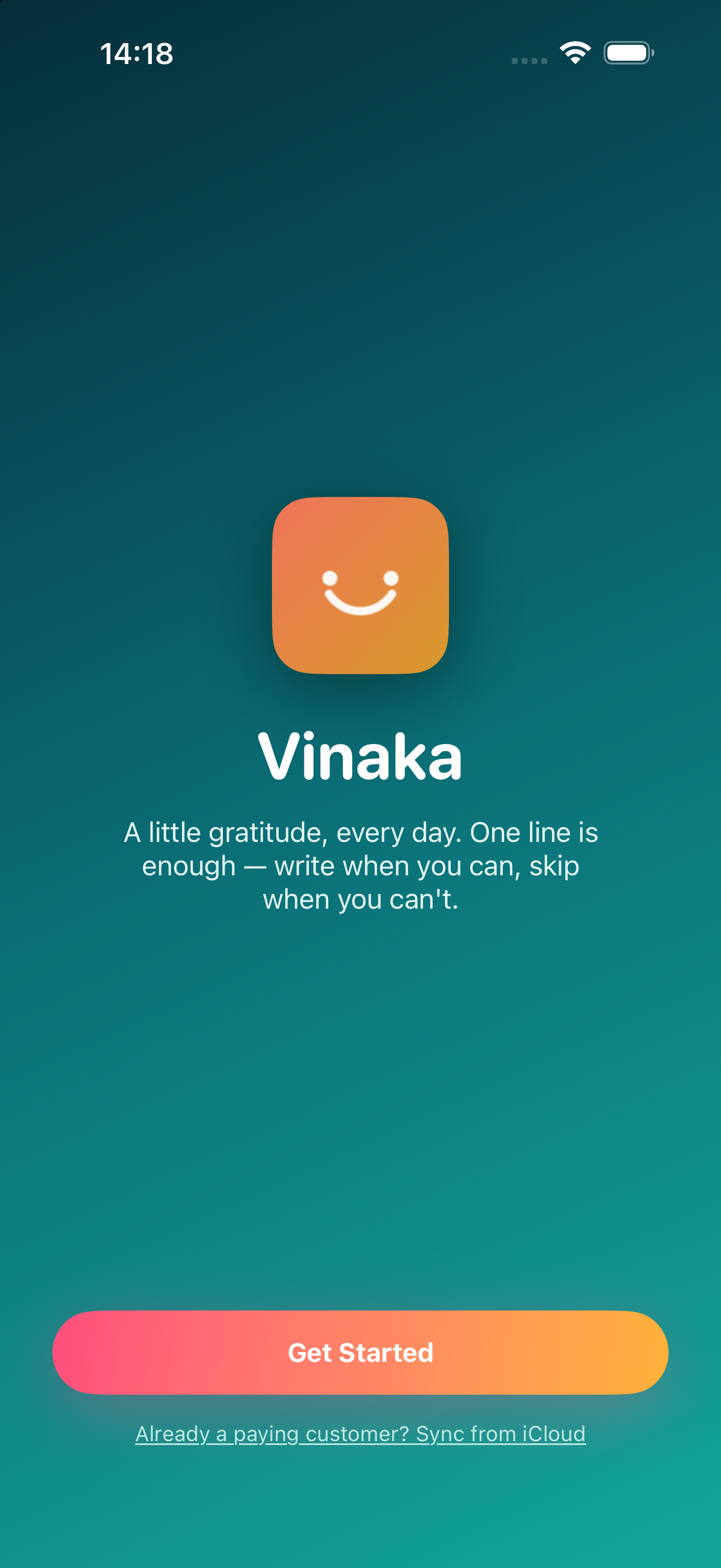 Vinaka - Welcome and onboarding screen